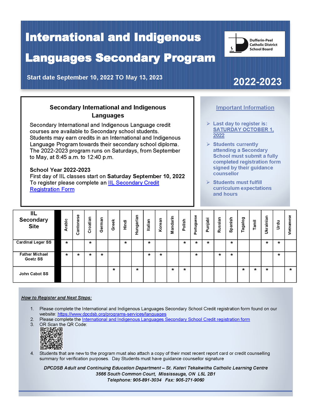 IIL Secondary Program poster