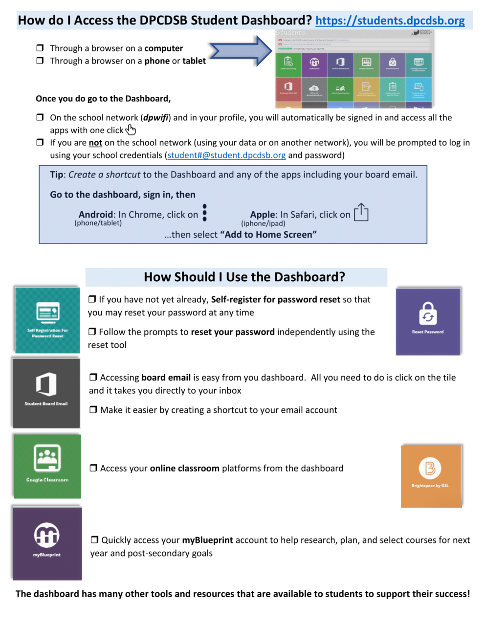 DPCDSB Student Dashboard graphic