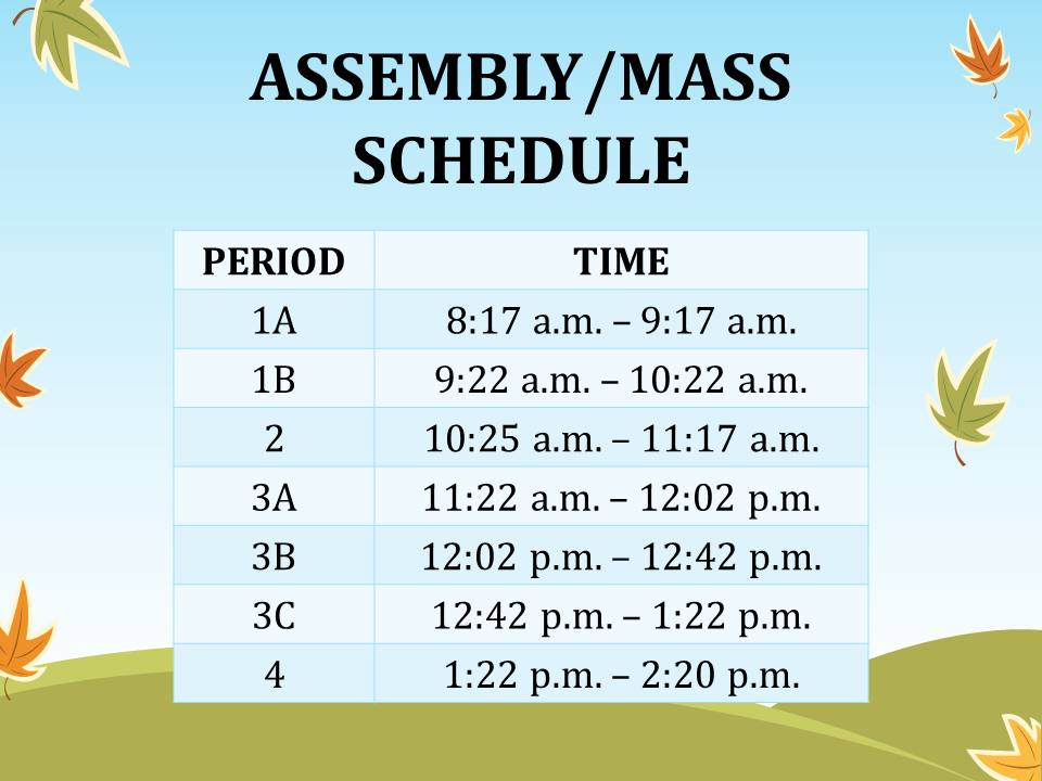 Assembly/Mass Schedule graphic