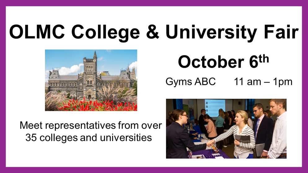 OLMC College &amp; Universities Fair poster